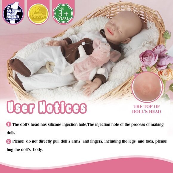 🆕16 inch Sleeping Lifelike Full Silicone Anna Baby Doll with Closed Eyes Girl - Picture 2 of 6